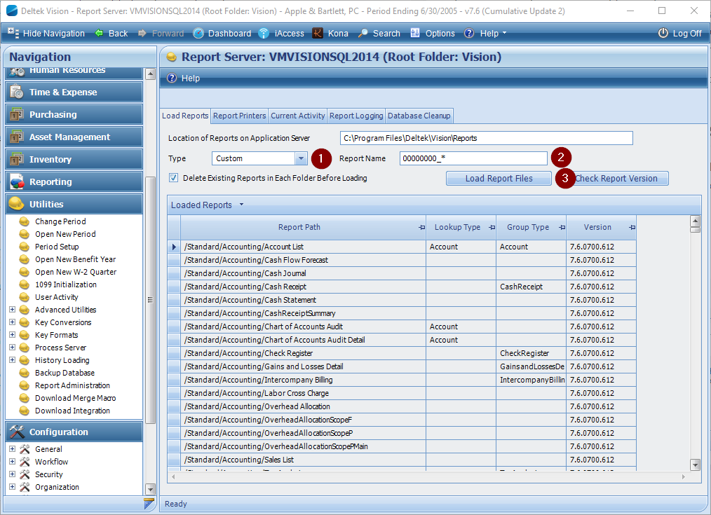 Report Administration (cloud) Screenshot
